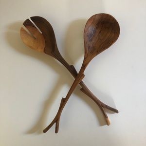 Tree Branch Olive Wood Salad Servers